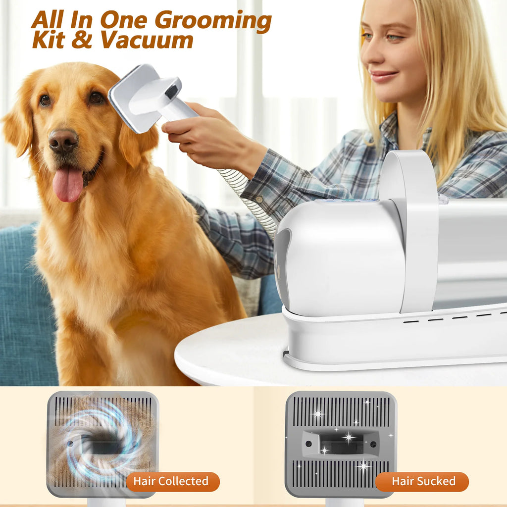 Dog Grooming Vacuum & Pet Grooming Kit with 1L Capacity Larger Pet Hair Dust Cup Dog Brush Vacuum for Pet Hair Vacuum Cleaner