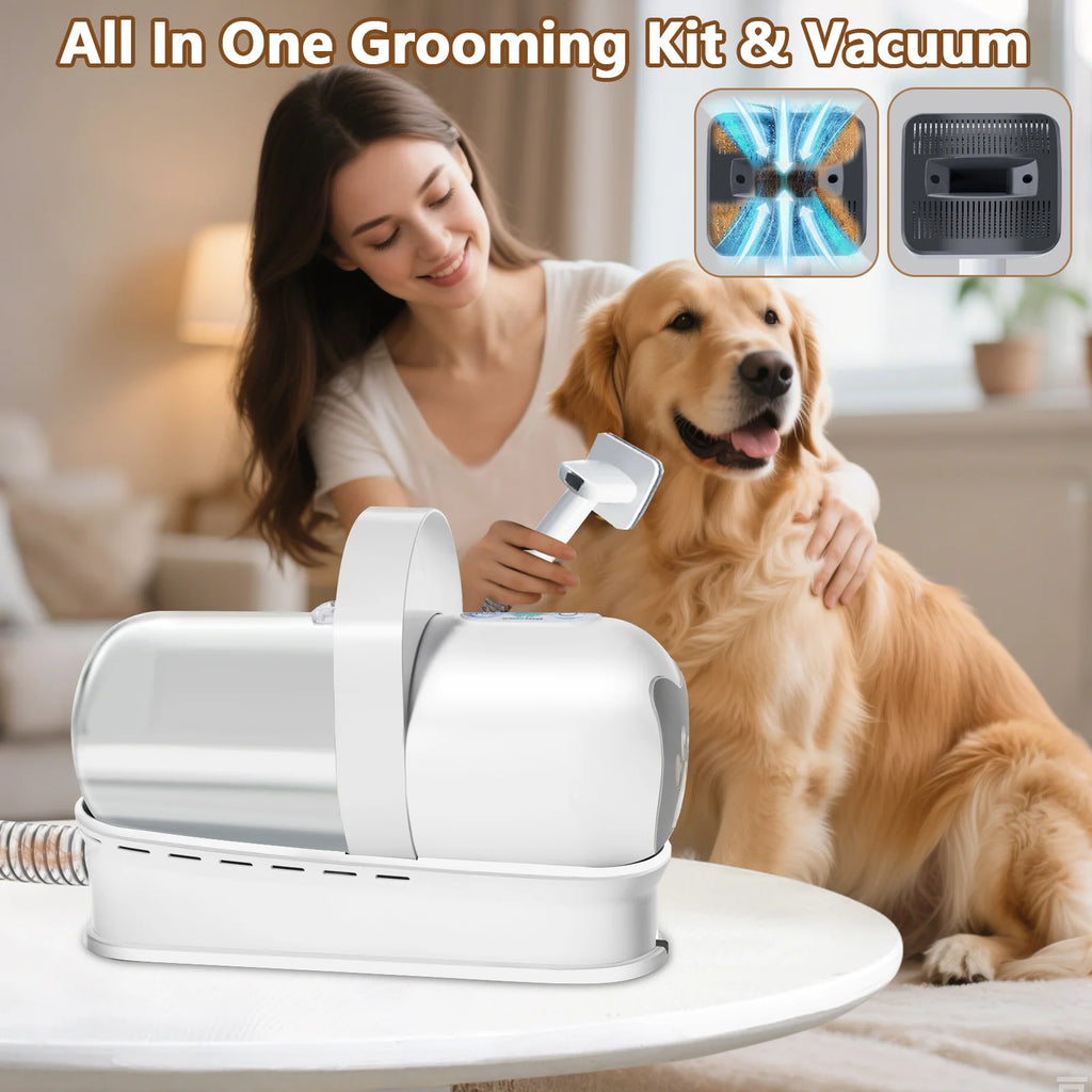 Dog Grooming Vacuum & Pet Grooming Kit with 1L Capacity Larger Pet Hair Dust Cup Dog Brush Vacuum for Pet Hair Vacuum Cleaner