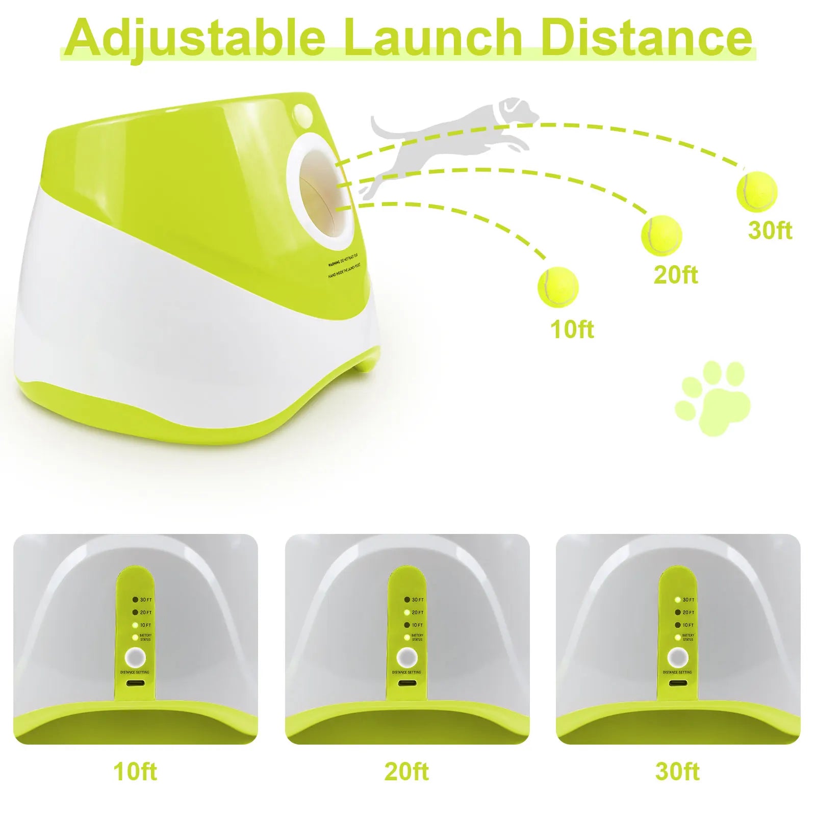 Lanceur Automatique de Balles pour Chien Rechargeable – Lance-Balles Interactif avec 3 Distances & 3 Balles Incluses