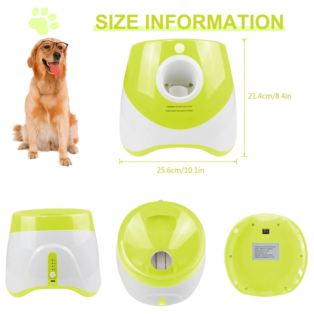 Lanceur Automatique de Balles pour Chien Rechargeable – Lance-Balles Interactif avec 3 Distances & 3 Balles Incluses