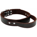 Collier pour Chien en Cuir Véritable avec Poignée de Contrôle – Collier Robuste & Rembourré pour Moyens et Grands Chiens