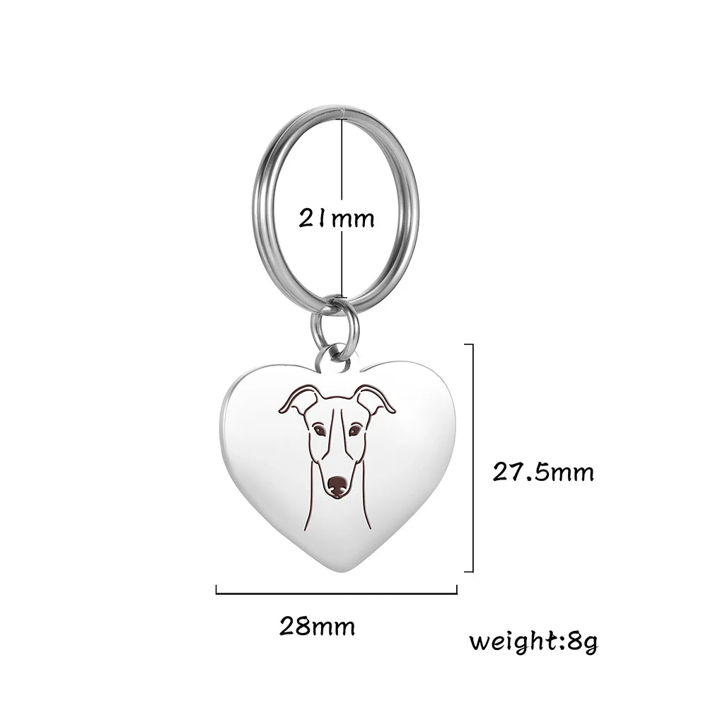 Porte-Clés Cœur Silhouette de Chien en Acier Inoxydable – Bijou de Sac & Porte-Clés Personnalisable par Race (Bouledogue, Corgi, Chihuahua)