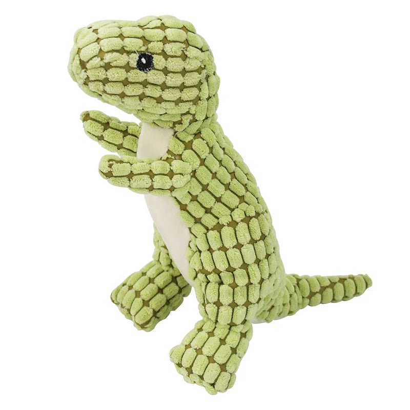 Peluche Dinosaure Sonore en Velours Côtelé pour Chien & Chiot – Doudou Couineur Anti-Stress, Soin Dentaire & Mastication Douce