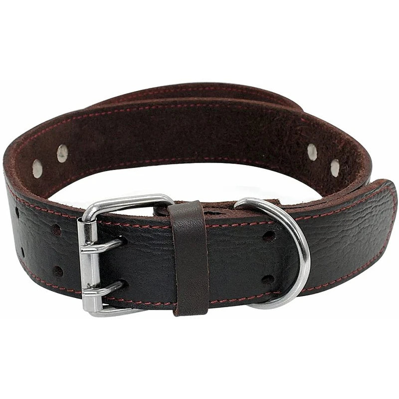 Collier pour Chien en Cuir Véritable avec Poignée de Contrôle – Collier Robuste & Rembourré pour Moyens et Grands Chiens