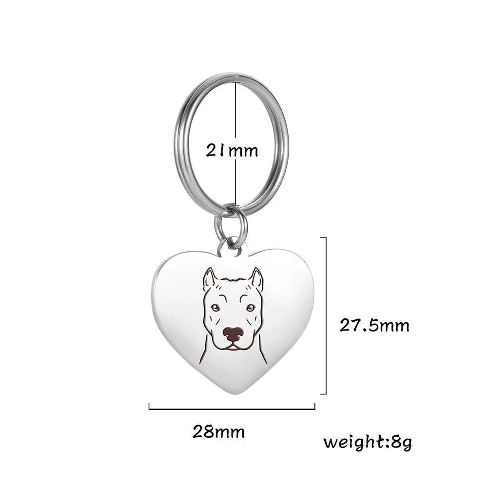 Porte-Clés Cœur Silhouette de Chien en Acier Inoxydable – Bijou de Sac & Porte-Clés Personnalisable par Race (Bouledogue, Corgi, Chihuahua)