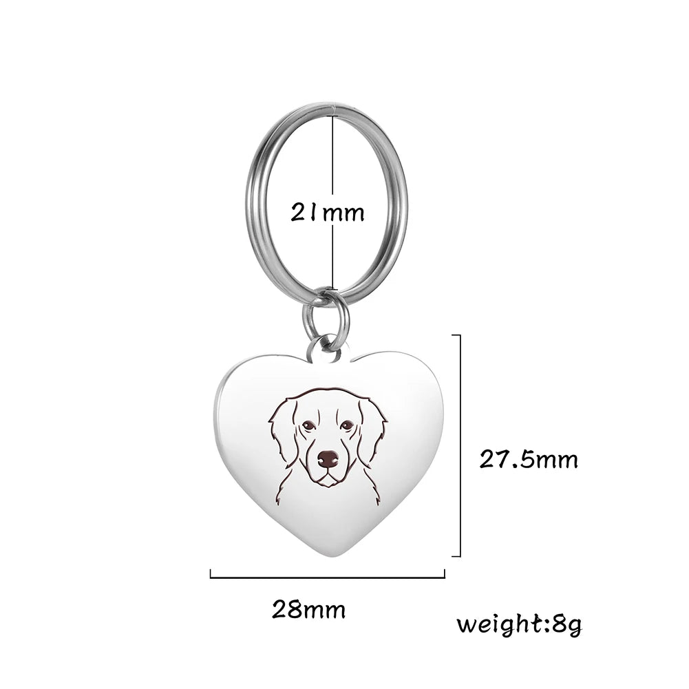 Porte-Clés Cœur Silhouette de Chien en Acier Inoxydable – Bijou de Sac & Porte-Clés Personnalisable par Race (Bouledogue, Corgi, Chihuahua)