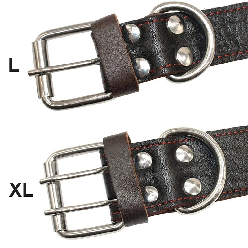 Collier pour Chien en Cuir Véritable avec Poignée de Contrôle – Collier Robuste & Rembourré pour Moyens et Grands Chiens