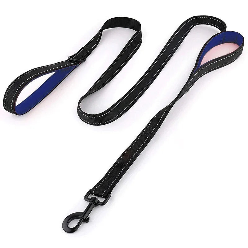 Laisse pour Chien à Double Poignée Rembourrée – Laisse en Nylon Robuste & Réfléchissante pour Balade et Dressage