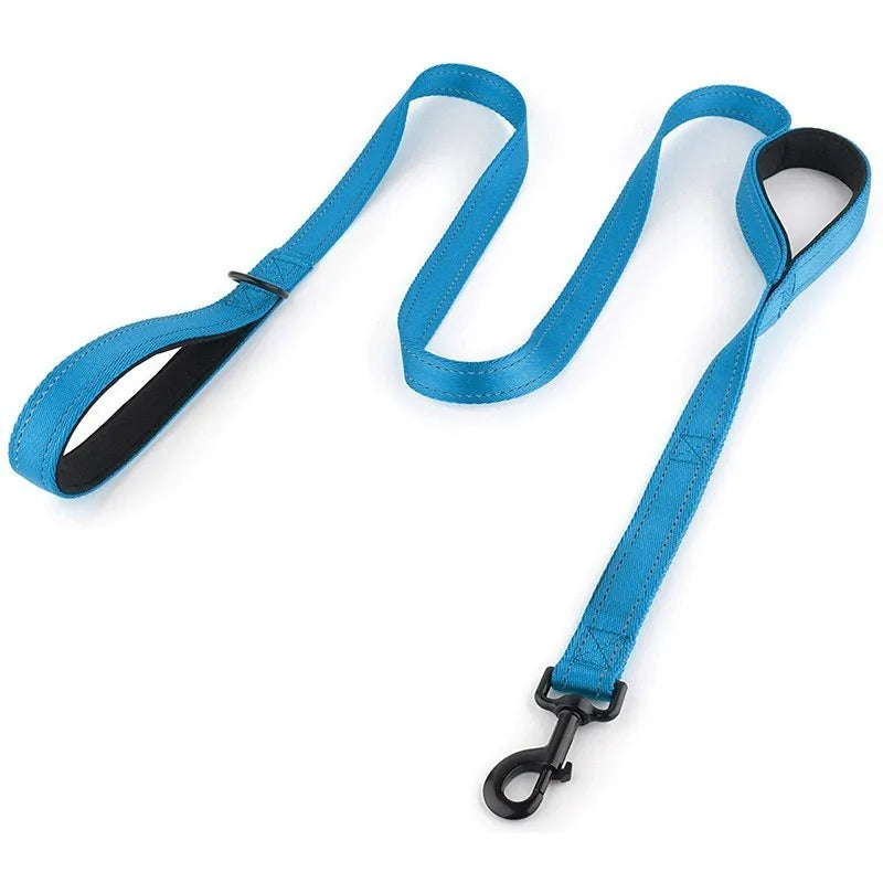 Laisse pour Chien à Double Poignée Rembourrée – Laisse en Nylon Robuste & Réfléchissante pour Balade et Dressage