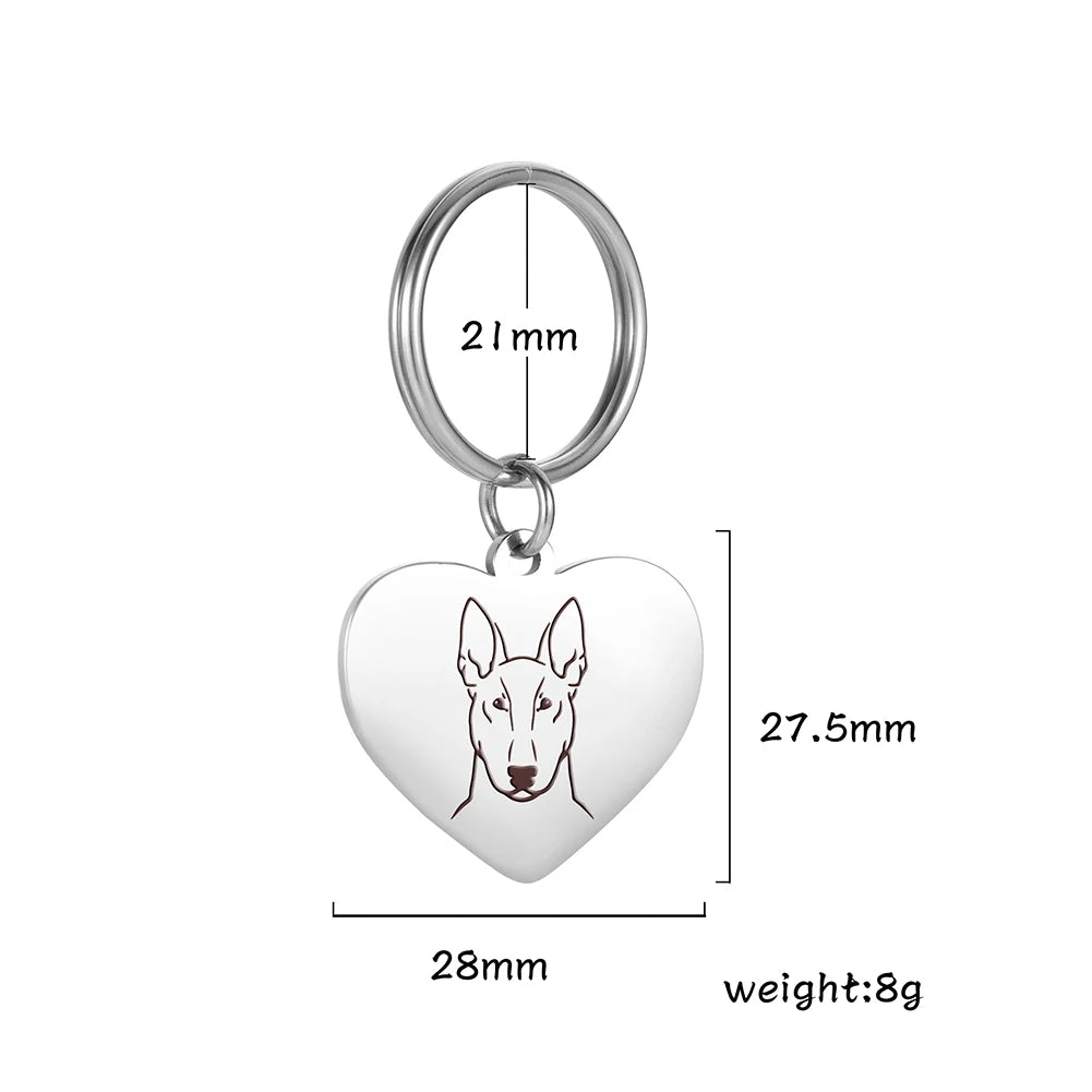 Porte-Clés Cœur Silhouette de Chien en Acier Inoxydable – Bijou de Sac & Porte-Clés Personnalisable par Race (Bouledogue, Corgi, Chihuahua)
