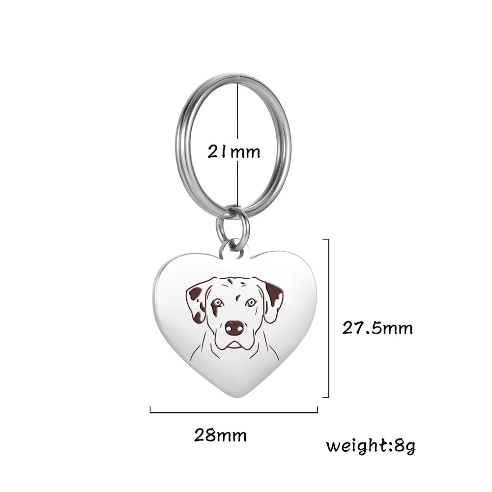 Porte-Clés Cœur Silhouette de Chien en Acier Inoxydable – Bijou de Sac & Porte-Clés Personnalisable par Race (Bouledogue, Corgi, Chihuahua)