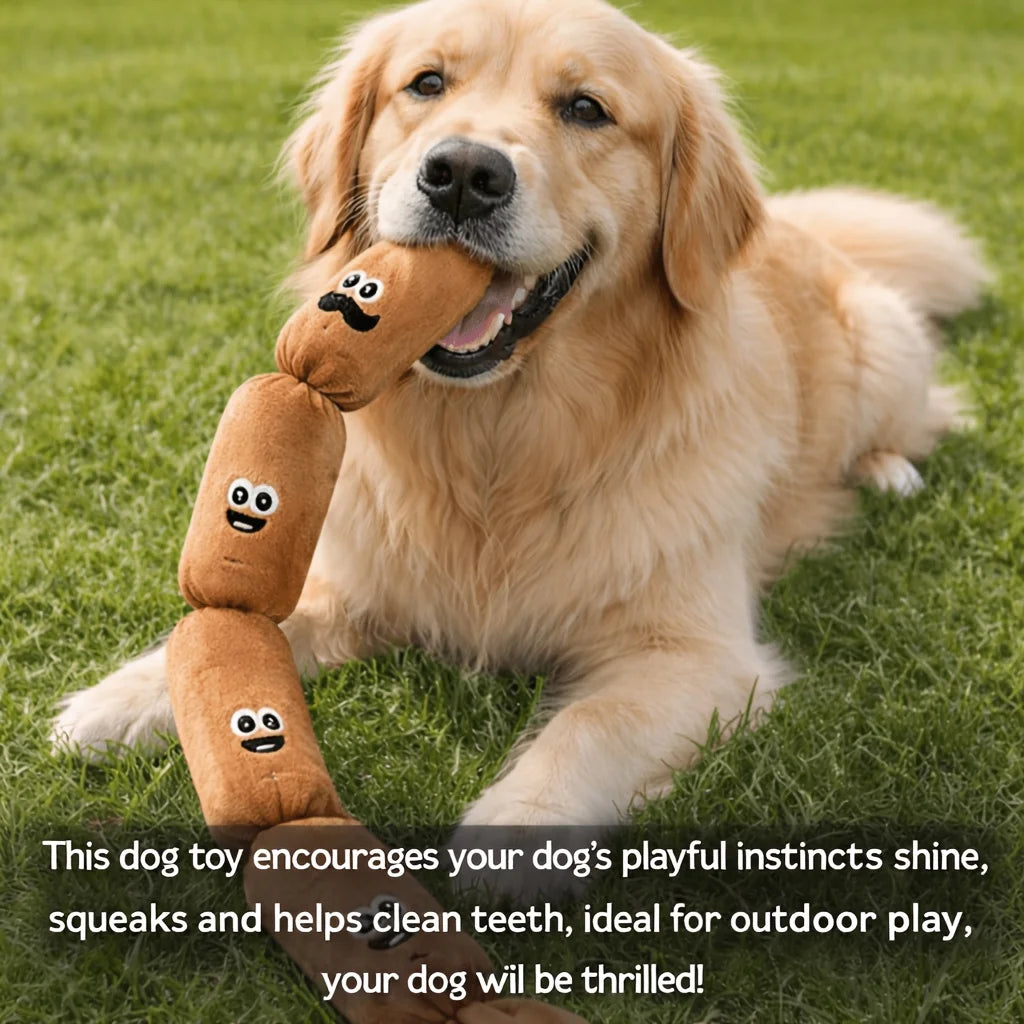 Simulated Sausage Plush Chew Toy for Dogs: Press-to-Squeak with BB Sound, Durable Chew-Resistant & Self-Play Boredom Relief Toy
