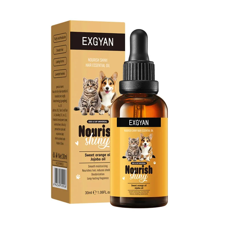 Huile de Soin Nourrissante & Lustrante pour Chien & Chat (30 ml) – Sérum Brillance du Pelage, Anti-Frisottis & Parfum Désodorisant Longue Durée