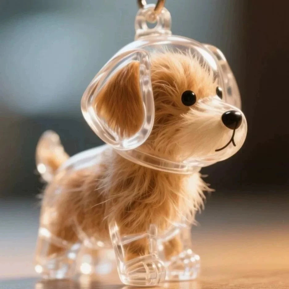 Porte-Clés Souvenir pour Poils de Chien & Chat – Pendentif Capsule Transparente pour Sac & Clés, Bijou Mémoire Animalier