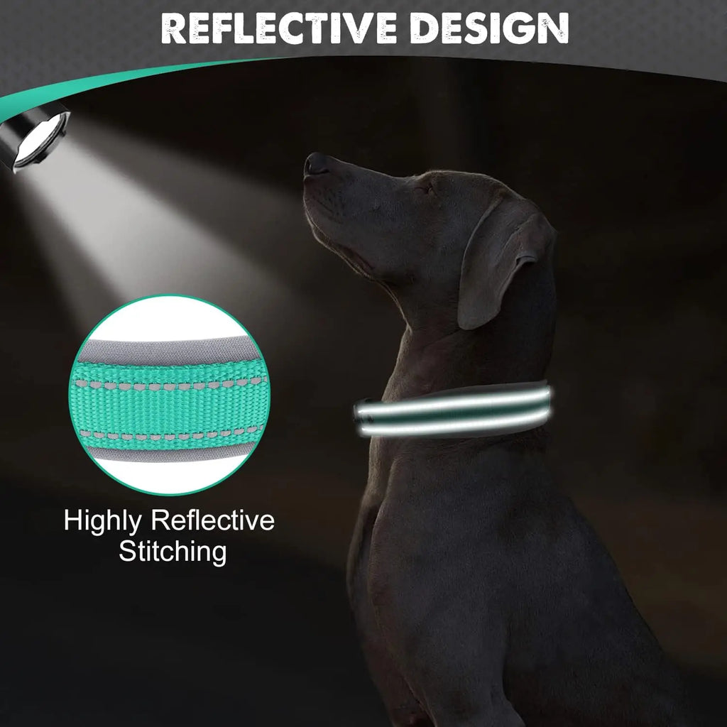 Padded Dog Collars for Small Medium Large Dogs Soft Reflective Wide Pet Collars Adjustable Heavy Duty Nylon Neoprene Dog Collar
