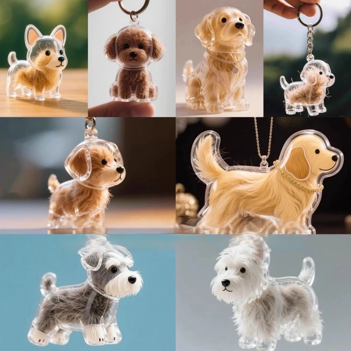 Porte-Clés Souvenir pour Poils de Chien & Chat – Pendentif Capsule Transparente pour Sac & Clés, Bijou Mémoire Animalier