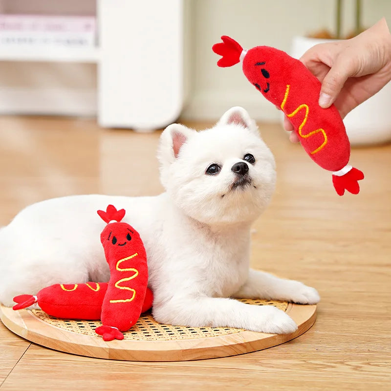 Jouet Sonore Saucisse pour Chien & Chiot – Jouet de Mastication Couineur Résistant pour Nettoyage Dentaire