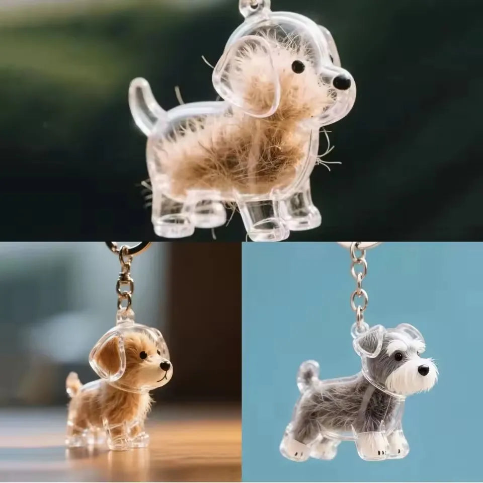 Porte-Clés Souvenir pour Poils de Chien & Chat – Pendentif Capsule Transparente pour Sac & Clés, Bijou Mémoire Animalier