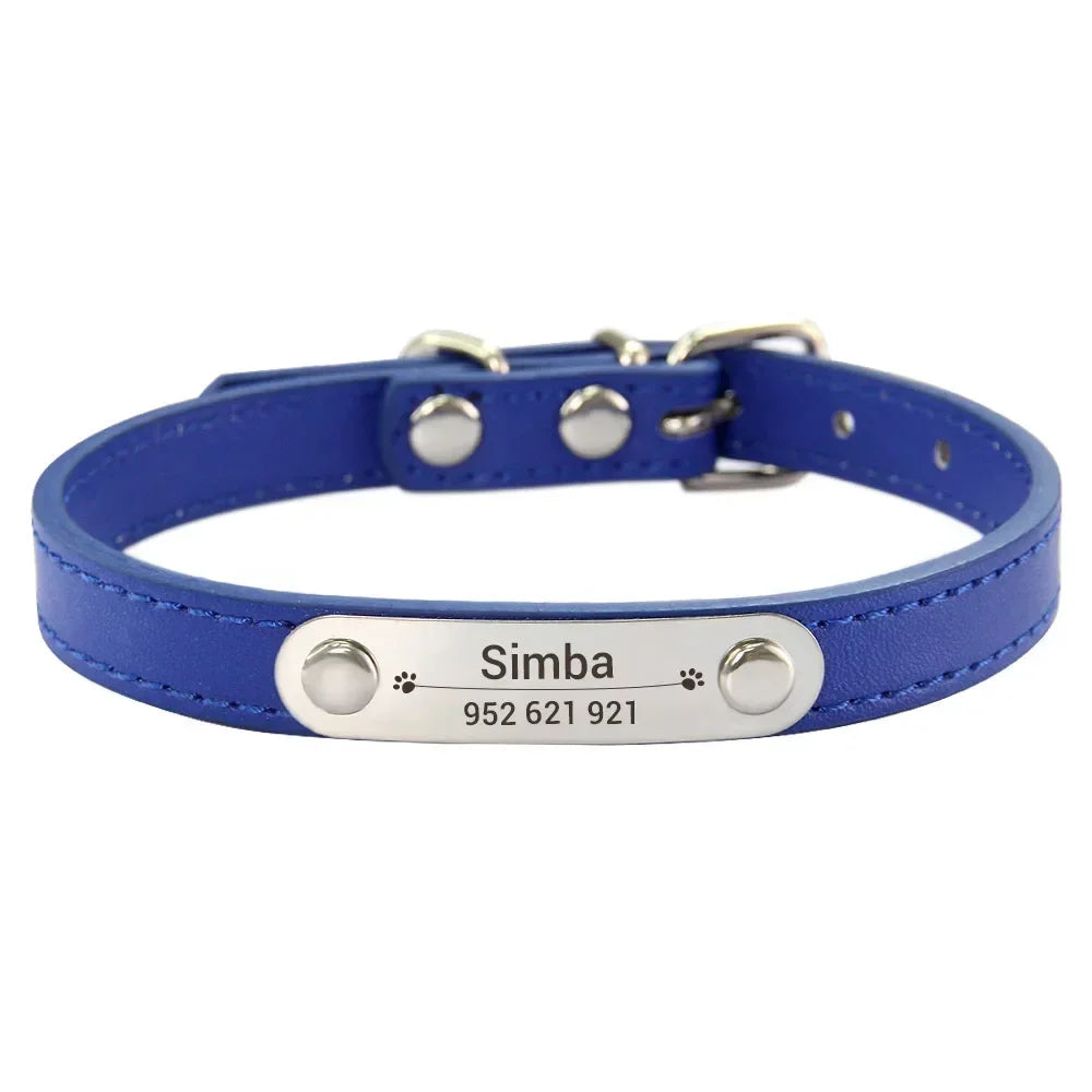 Collier Personnalisé en Cuir PU pour Chien & Chat – Collier Gravé avec Nom & Téléphone Réglable pour Petit, Moyen & Grand Chien