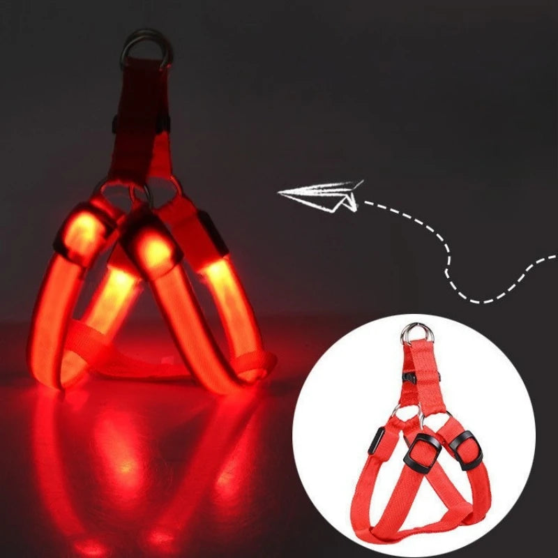 Outdoor Luminous Pet Supplies LED Luminous Dog Chest Harness Large Dog Traction Dog Walking Supplies To Prevent Getting Lost New
