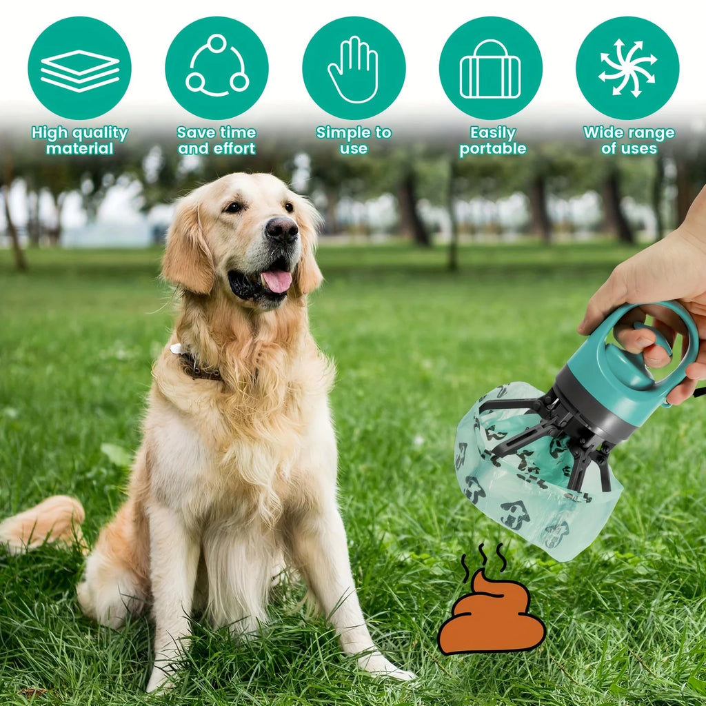 [Portable Poop Scooper with Bags] Teal Claw Design Portable Dog Poop Scooper with Bag Dispenser - Durable Plastic