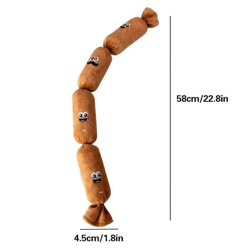 Simulated Sausage Plush Chew Toy for Dogs: Press-to-Squeak with BB Sound, Durable Chew-Resistant & Self-Play Boredom Relief Toy