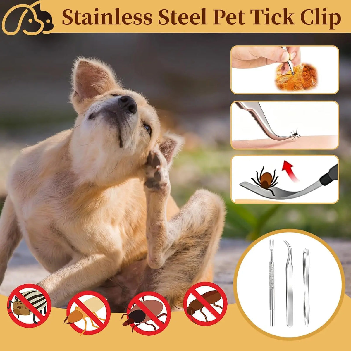 Kit Extracteur de Tiques Professionnel Portable pour Chien, Chat & Humain – Pince Tire-Tiques Indolore & Sécurisée pour Randonnée