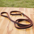 Pet Dog Flat Slip Lead British Style Durable Real Leather Dog Leash Smooth Adjustable Dog Slip Loop Lead for Walking & Showing