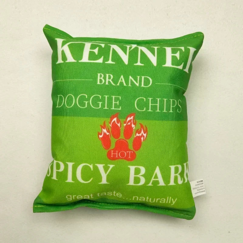 Potato Chip Bag Funny Dog Toys Plush Squeaker Food Toy for Small Medium Dogs Interactive Squeaky Chew Puppy Toys