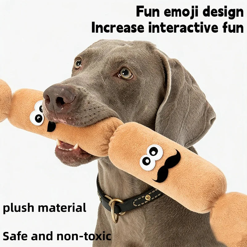 Pet Dog Simulated Sausage Plush Squeaky Toy BB Press Sound Bite-Proof Wear-Resistant Chew Toy Dog Self-Play Stress Relief Toy