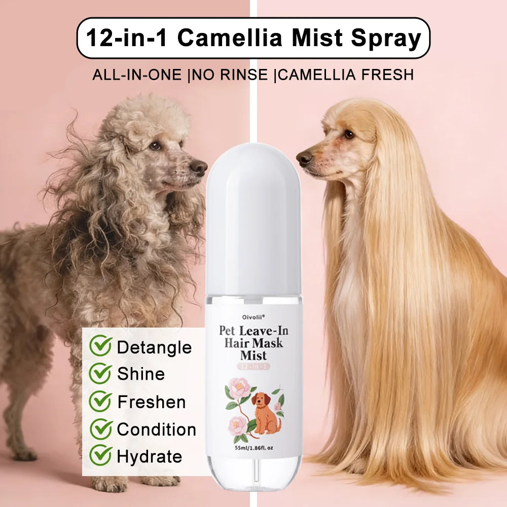 Spray Démêlant & Après-Shampoing Sans Rinçage pour Chien & Chat (100 ml) – Soin Pelage Doux, Brillance & Désodorisant pour Poils Longs & Denses