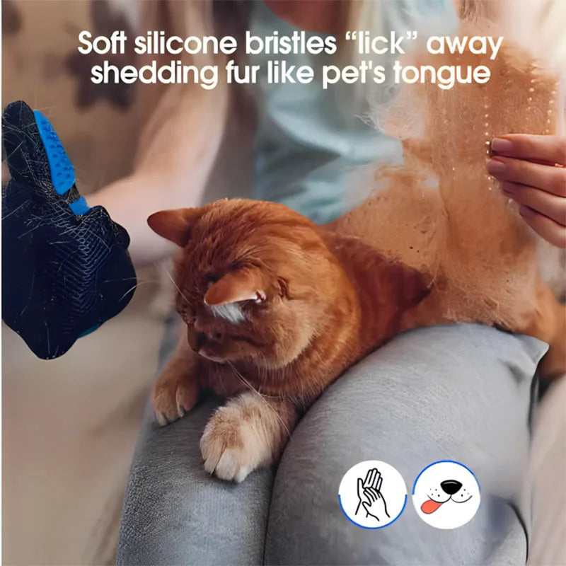 Gant de Toilettage & Massage pour Chien & Chat – Gant Anti-Poils Morts en Silicone Souple, Brosse Mue Réglable & Respirante