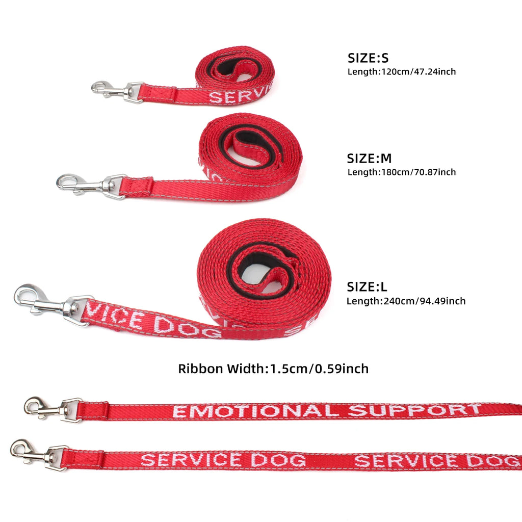 Red Dog Leash For Medium and Small Outdoor Walking Dog Sport Running Jacquard Webbing With Service Dog And Emotional Support Dog