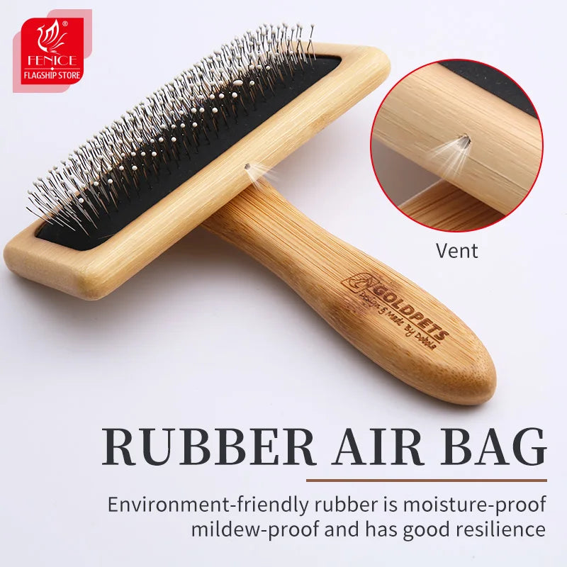 Fenice Professional Beauty Needle Comb Brushing Comb Teddy Bichon Pet Dog Cat Combing Brush Floating Hair Massage Comb