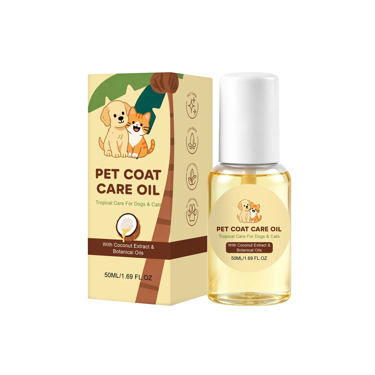 Huile Végétale Nourrissante à la Noix de Coco pour Chien & Chat – Démêlant Naturel, Brillance & Soin Pelage Doux Sans Rinçage