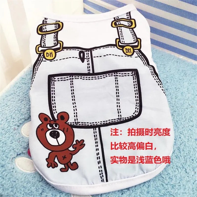 T-Shirt d'Été Cartoon pour Petit Chien & Chiot – Débardeur Léger, Respirant et Mignon pour la Maison & Balade