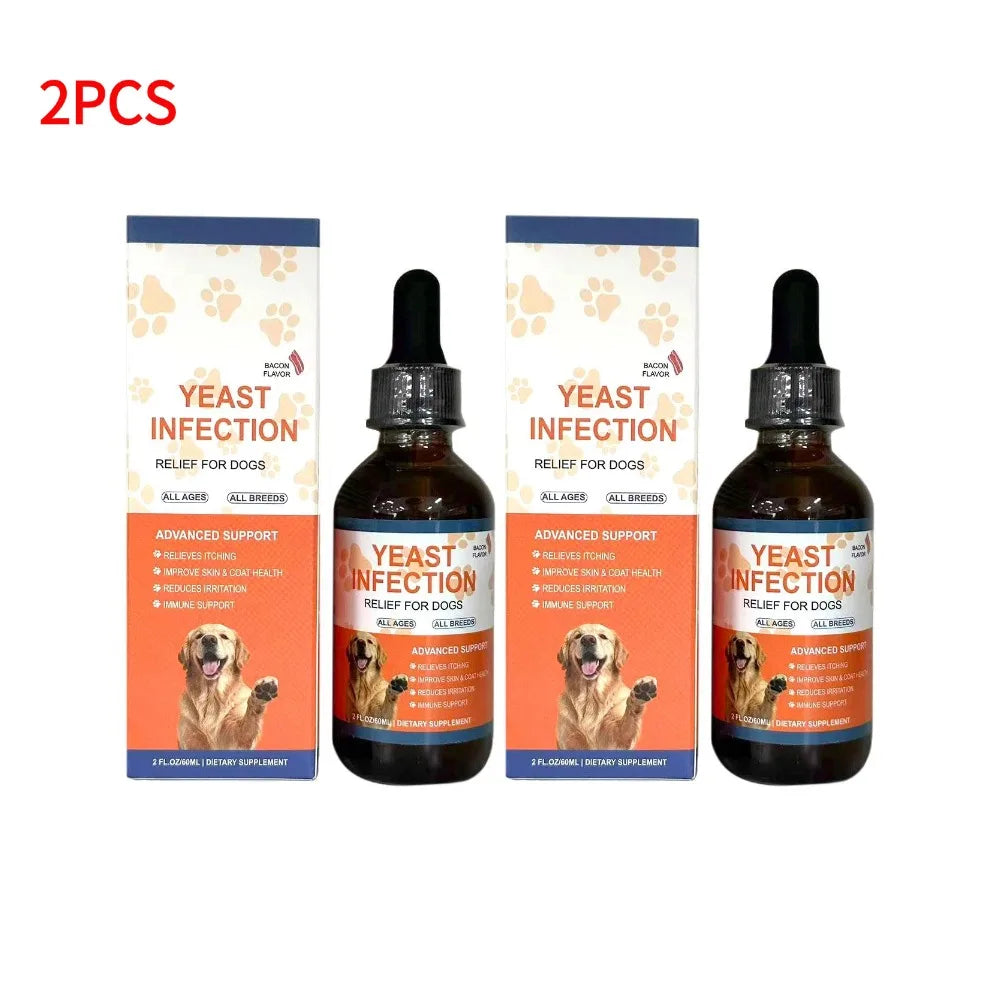 Gouttes de Soin Peau & Pelage aux Plantes pour Chien (60 ml) – Complément Liquide Apaisant Anti-Démangeaisons & Brillance du Poil