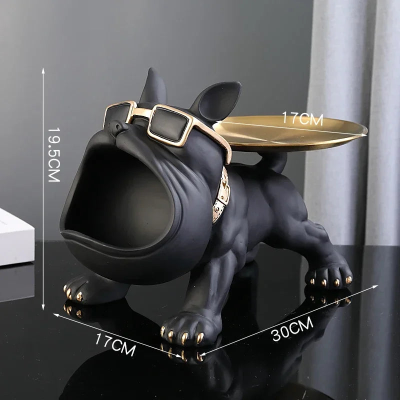 Statue Bouledogue Vide-Poche 30 cm – Figurine Décorative & Boîte de Rangement pour Clés et Bijoux