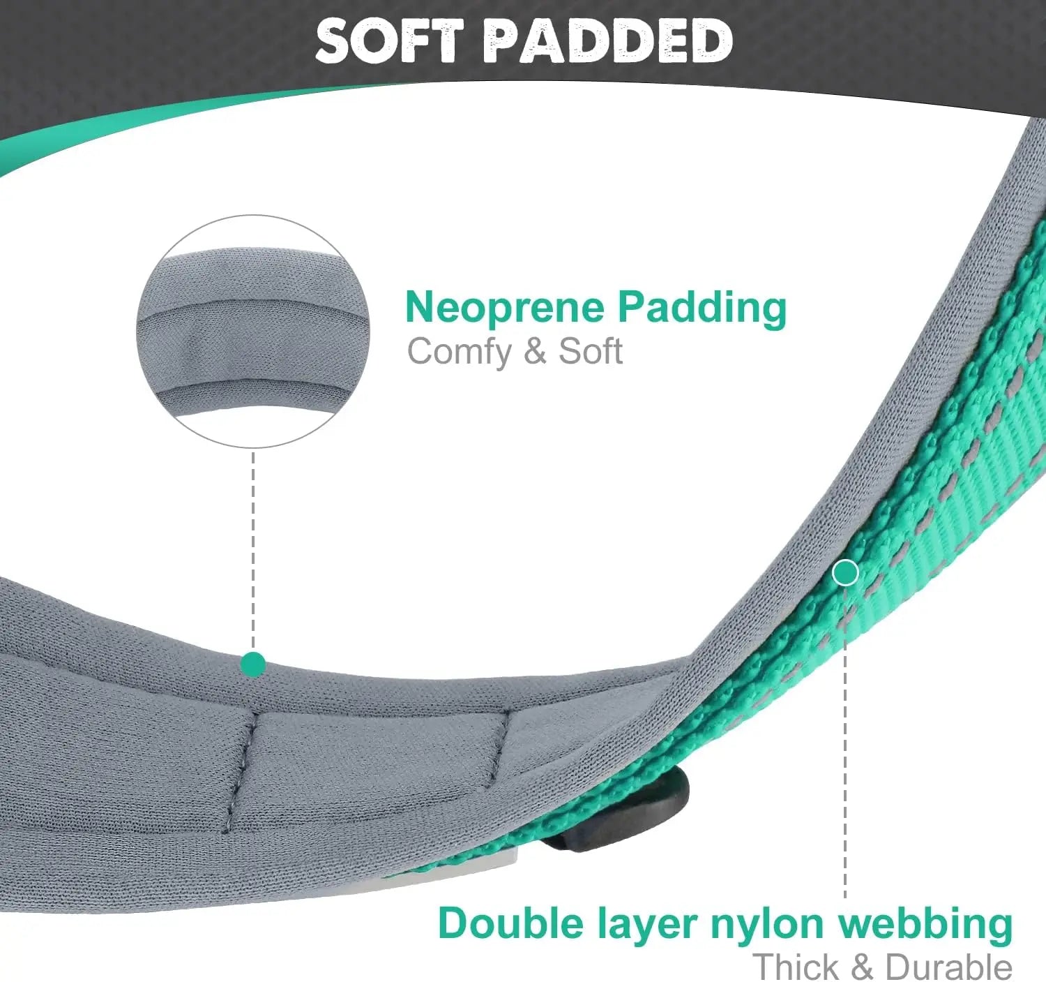 Padded Dog Collars for Small Medium Large Dogs Soft Reflective Wide Pet Collars Adjustable Heavy Duty Nylon Neoprene Dog Collar