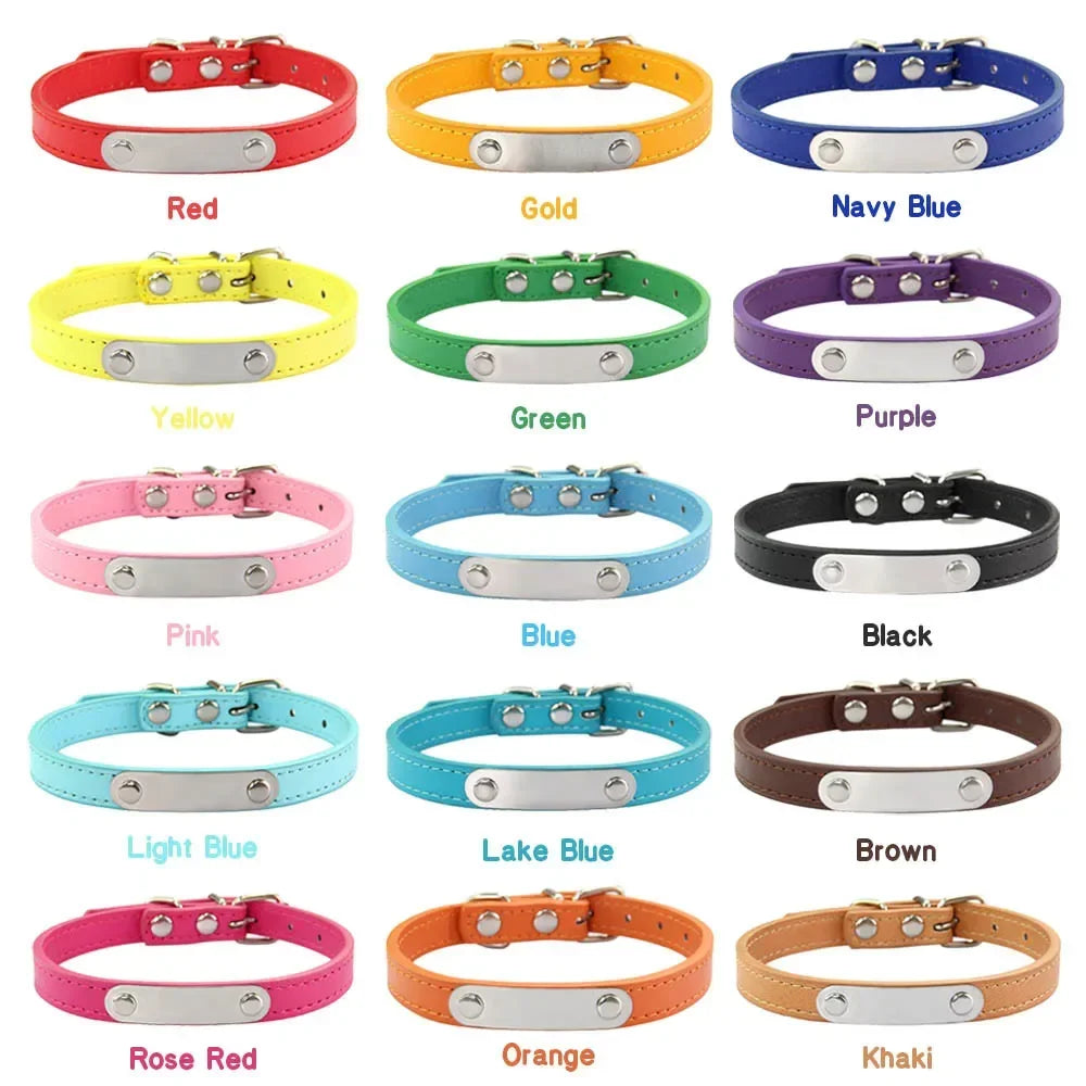Collier Personnalisé en Cuir PU pour Chien & Chat – Collier Gravé avec Nom & Téléphone Réglable pour Petit, Moyen & Grand Chien