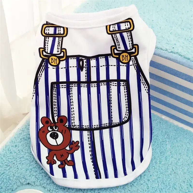 T-Shirt d'Été Cartoon pour Petit Chien & Chiot – Débardeur Léger, Respirant et Mignon pour la Maison & Balade