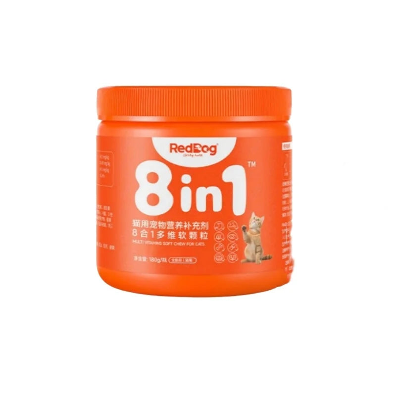 Complément Multivitaminé 8-en-1 RedDog pour Chien & Chat (180 g) – Vitamines Complètes, Soutien Articulaire, Immunité, Peau & Pelage