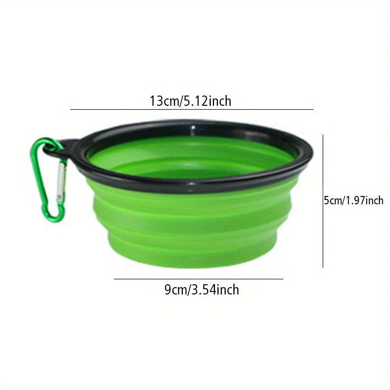 Gamelle Pliable en Silicone pour Chien & Chat – Écuelle de Voyage Nomade avec Couvercle Hermétique & Mousqueton pour Balade & Randonnée