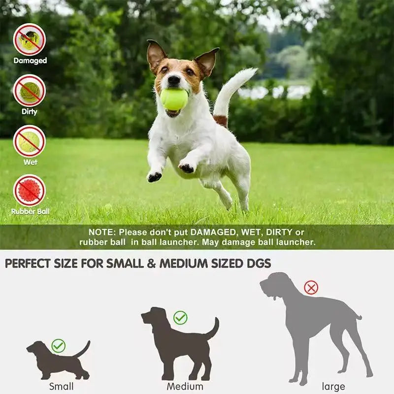 Lanceur de Balles Automatique Rechargeable pour Chien – Machine de Lancer Interactive Sans Fil d'Extérieur, Jeu de Poursuite & 3 Balles Incluses