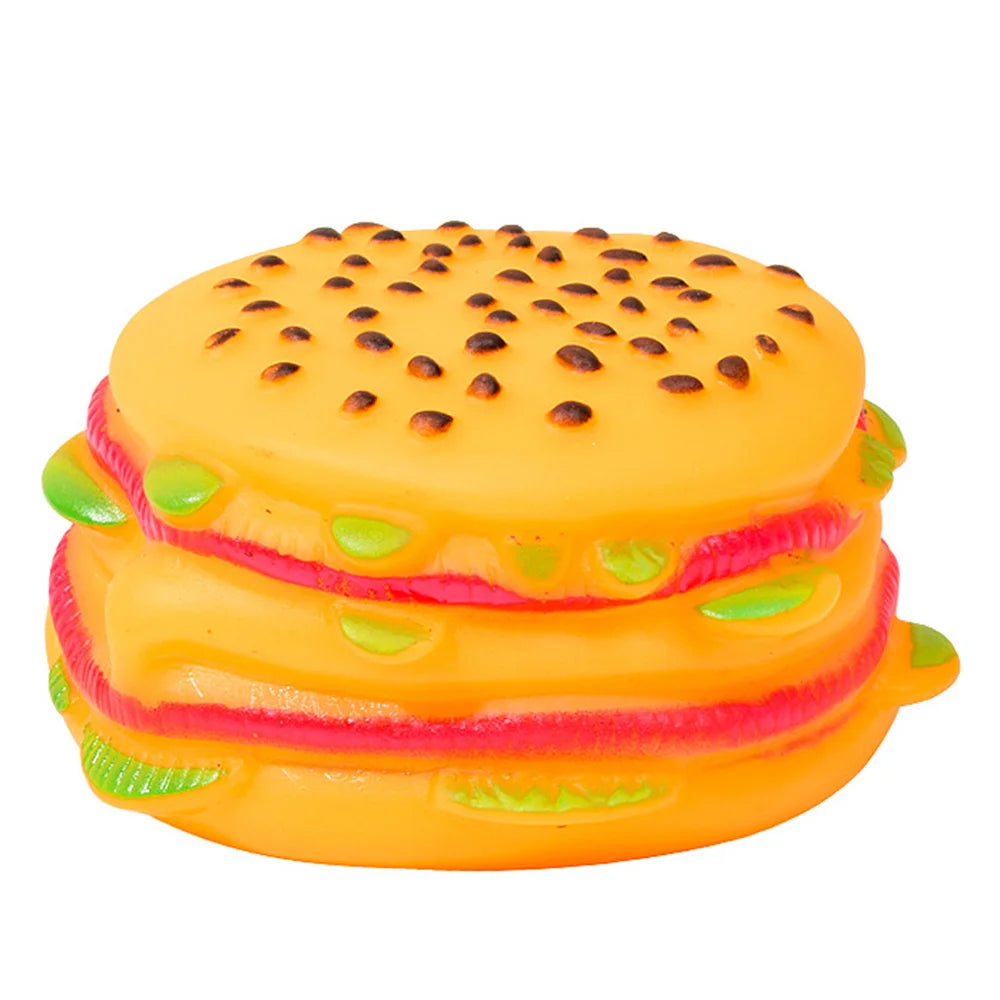 Jouet Burger Sonore pour Chien & Chiot – Jouet Mastication Couineur Rigolo, Soin Dentaire & Anti-Stress
