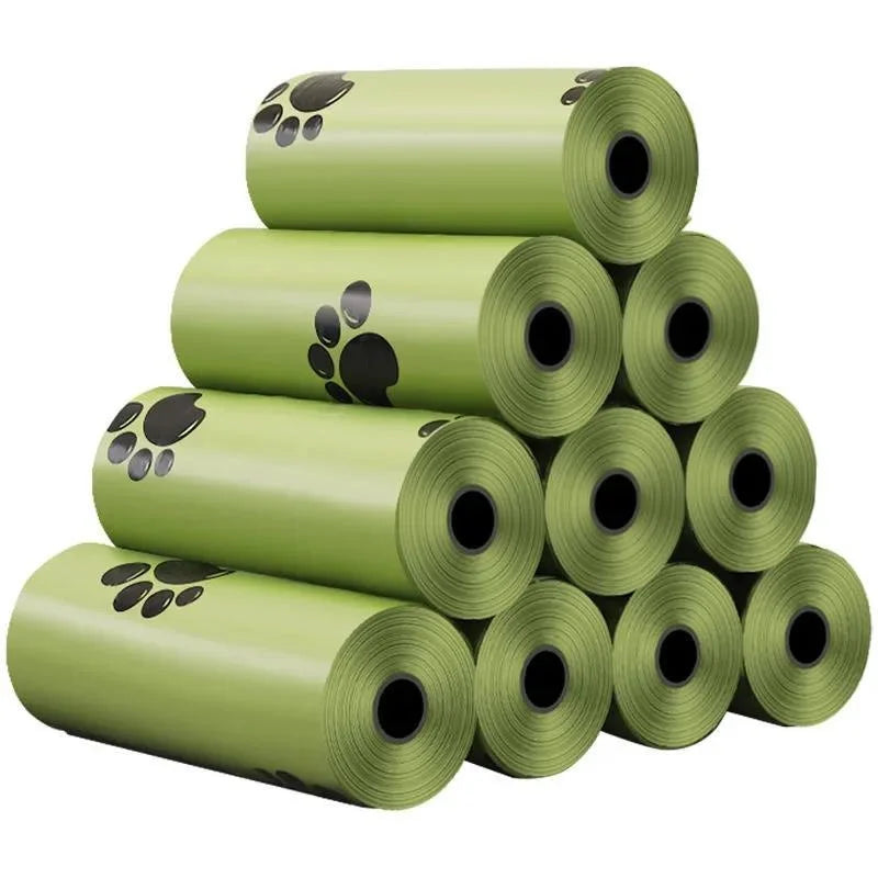 Dog Poop Bags Biodegradable Leak Proof Pet Waste Bags for Dog Walking Outdoor Cleaning Bag Pack Pet Supplies 15Bags/Roll