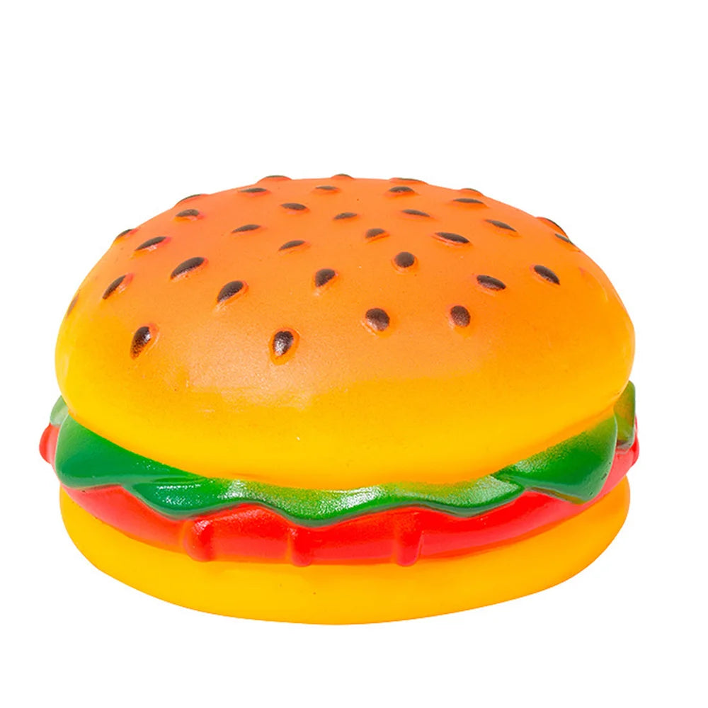 Jouet Burger Sonore pour Chien & Chiot – Jouet Mastication Couineur Rigolo, Soin Dentaire & Anti-Stress