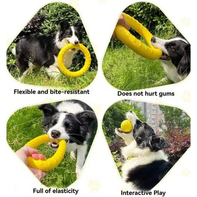 Dog Ring Toys Indestructible Chewing Flying Floating Training Tools Fetch for Small Medium Large Dogs Throwing Catching Flying