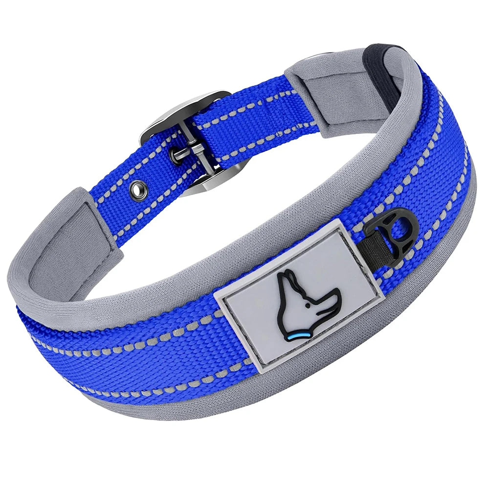 Collier Rembourré en Néoprène pour Chien – Collier en Nylon Réfléchissant, Réglable, Confortable & Haute Résistance
