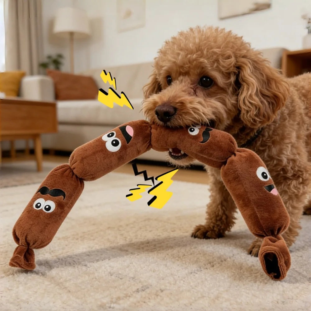 Simulated Sausage Plush Chew Toy for Dogs: Press-to-Squeak with BB Sound, Durable Chew-Resistant & Self-Play Boredom Relief Toy